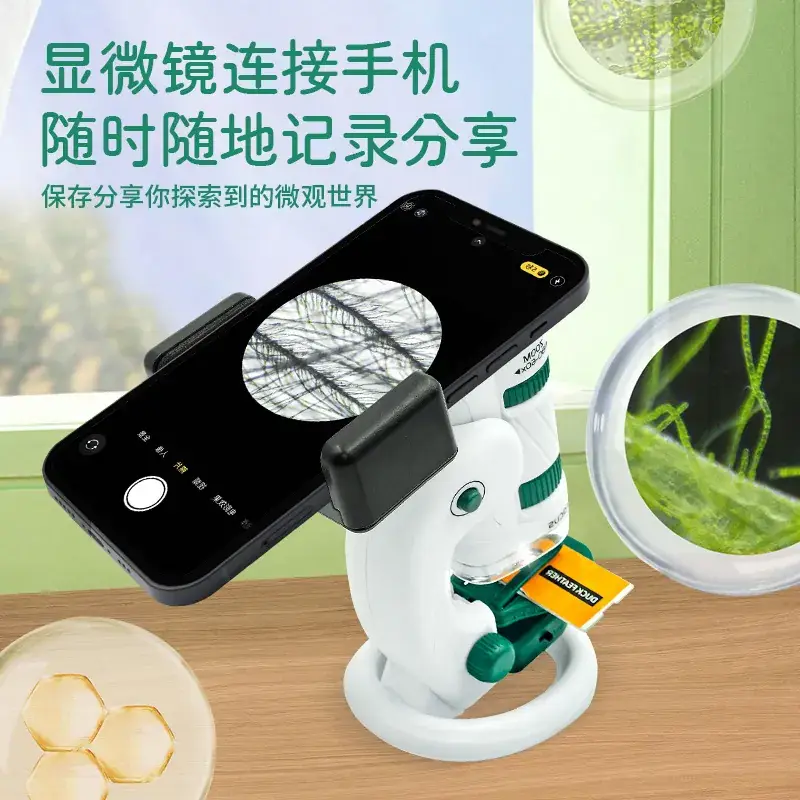 Portable 3-in-1 Microscope with Double Light Source