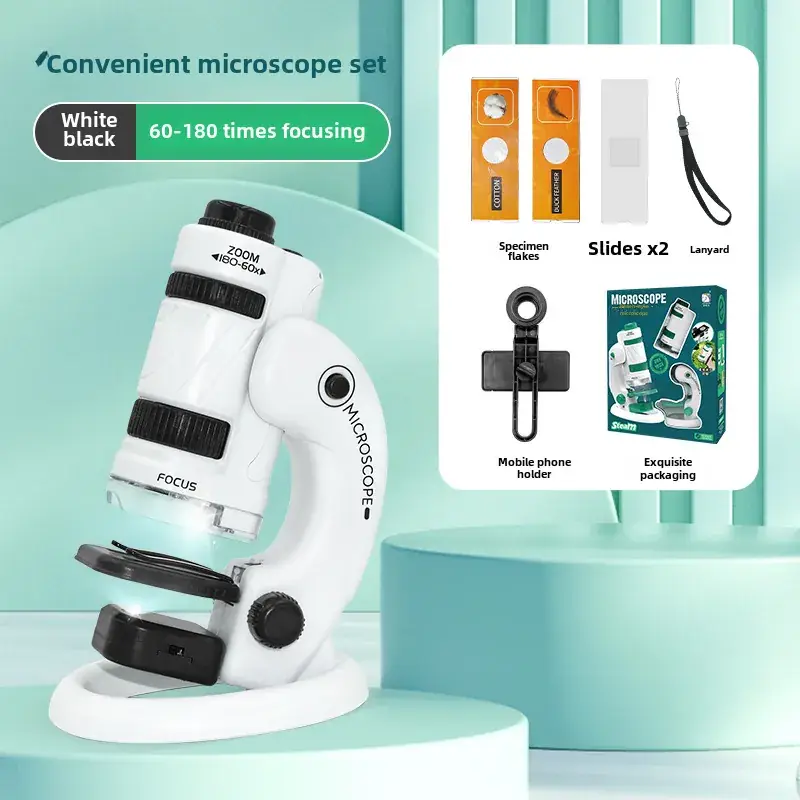 Portable 3-in-1 Microscope with Double Light Source
