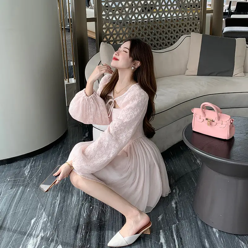 Women's Strapless Lace Dress Rose Forest Peony - Image 6