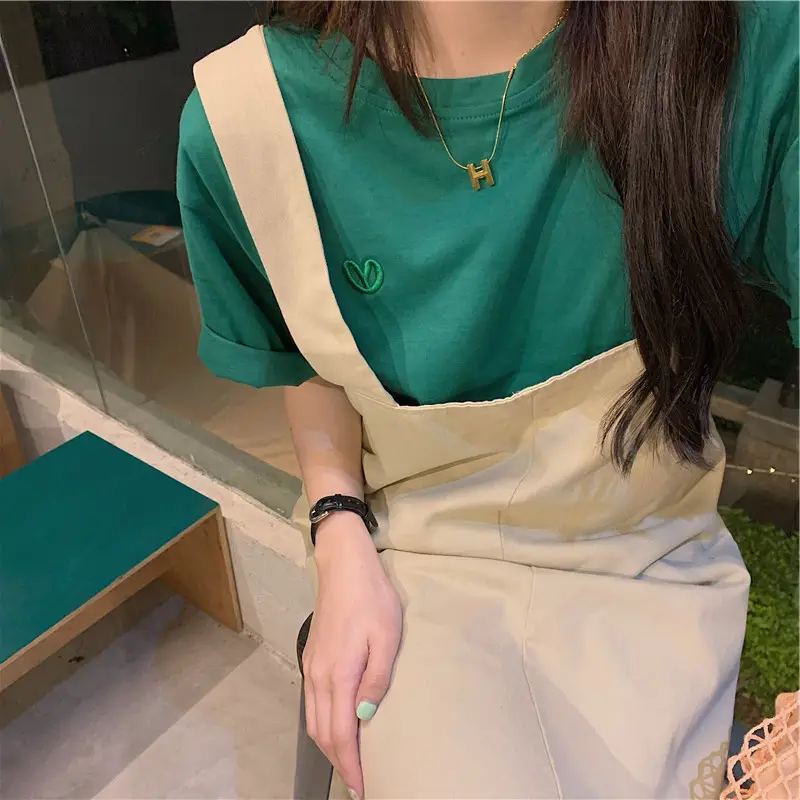 White Heart Embroidered Women's T-Shirt Short Sleeve — feature 36