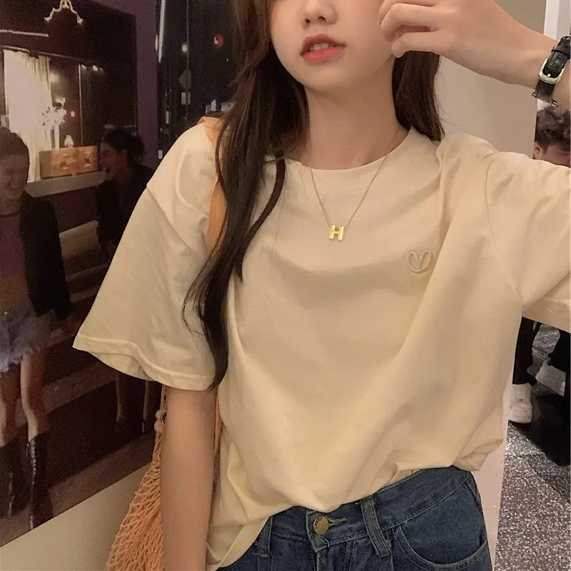 White Heart Embroidered Women's T-Shirt Short Sleeve — feature 50