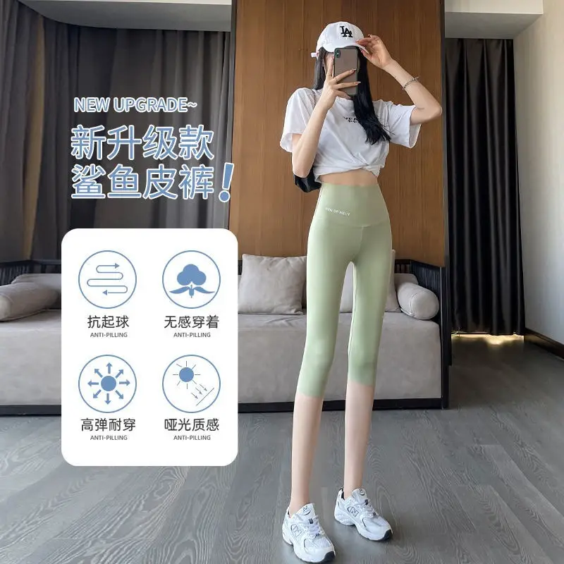 Women Shark Pants Gray Slim Fit Summer Leggings - Image 15