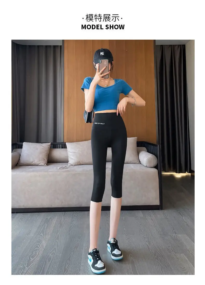 Women Shark Pants Gray Slim Fit Summer Leggings — feature 21