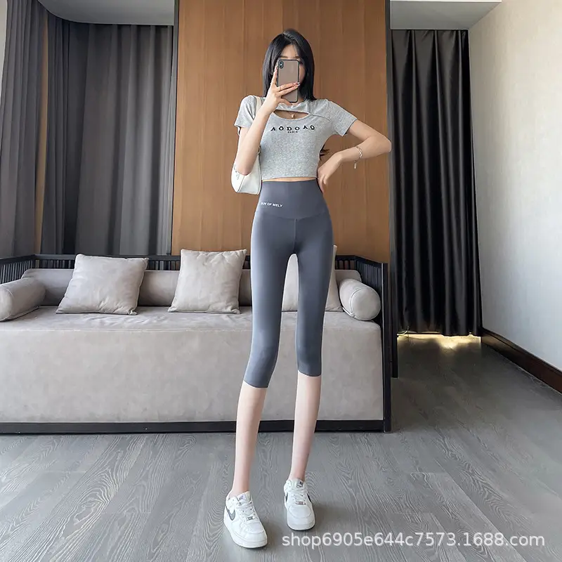 Women Shark Pants Gray Slim Fit Summer Leggings - Image 2