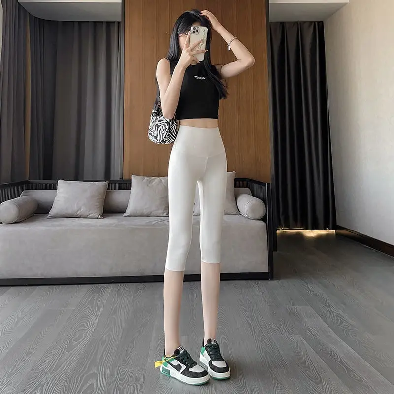 Women Shark Pants Gray Slim Fit Summer Leggings - Image 3