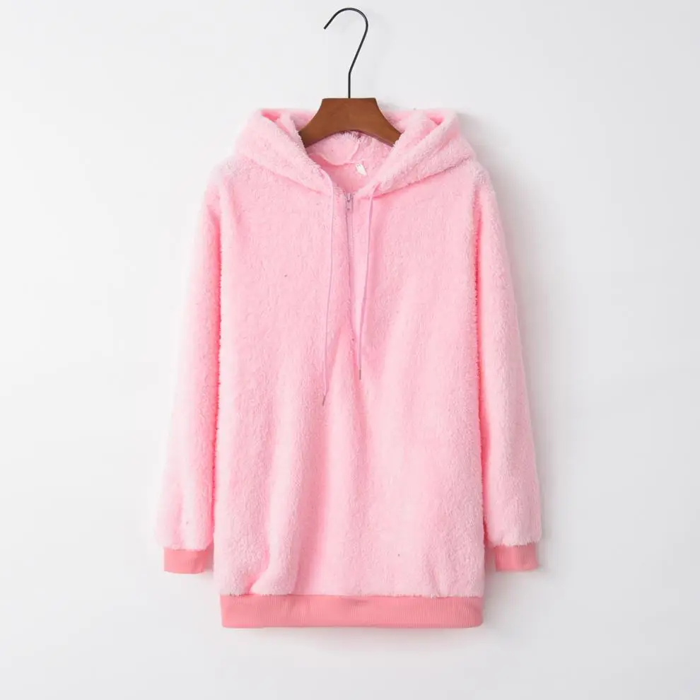 Women Brown Fleece Hoodie with Drawstring Cap — feature 13