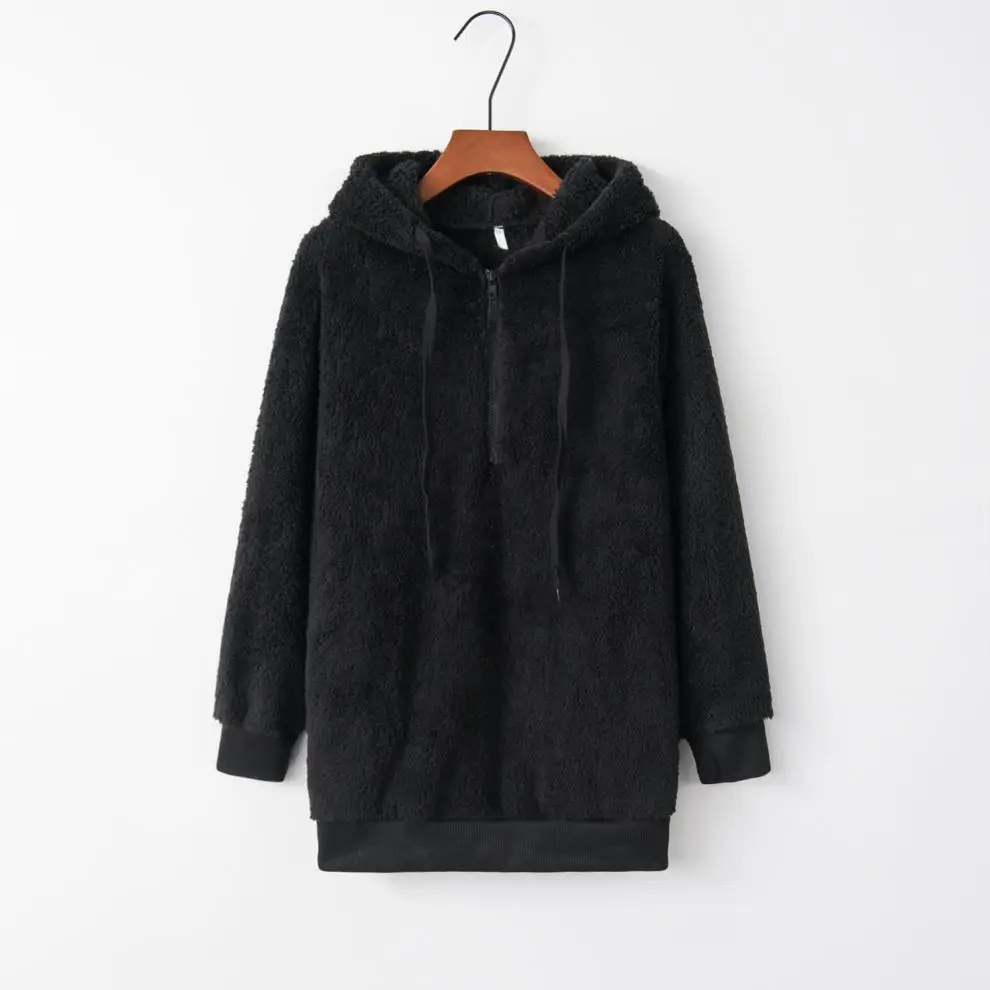 Women Brown Fleece Hoodie with Drawstring Cap — feature 14