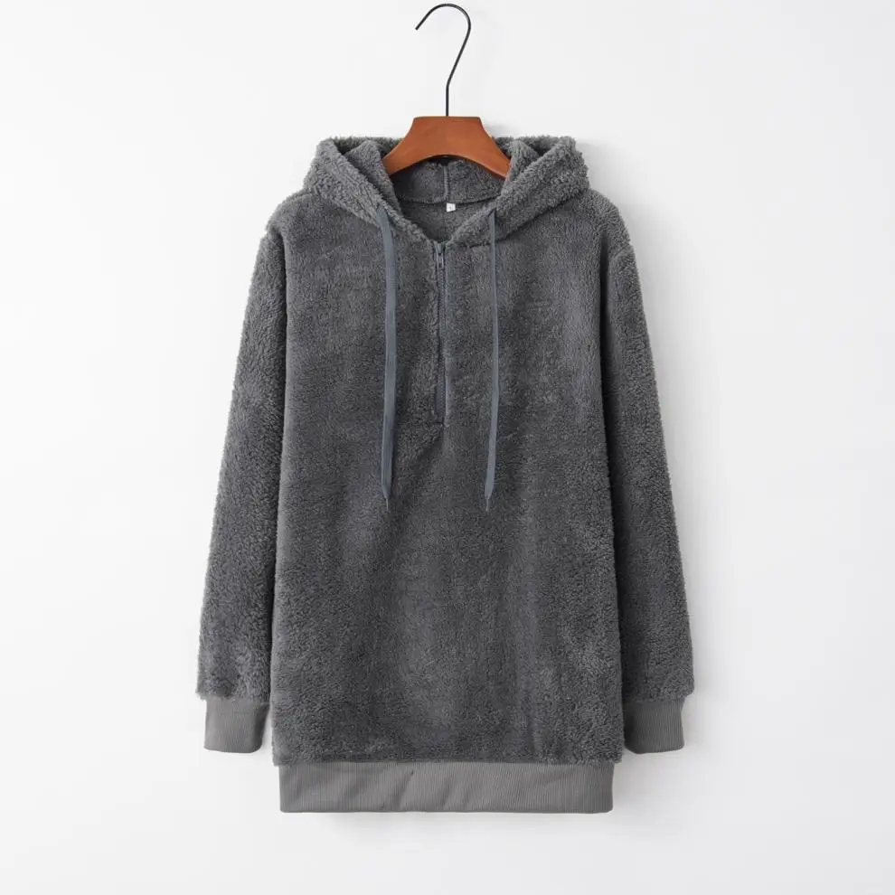 Women Brown Fleece Hoodie with Drawstring Cap — feature 16