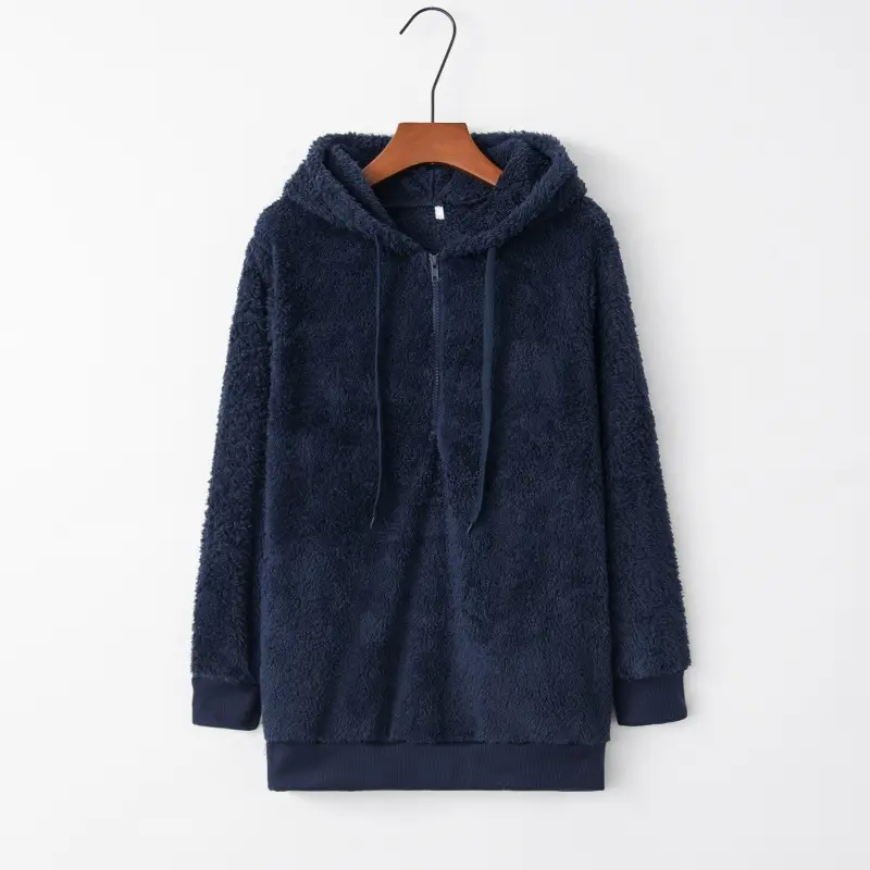 Women Brown Fleece Hoodie with Drawstring Cap