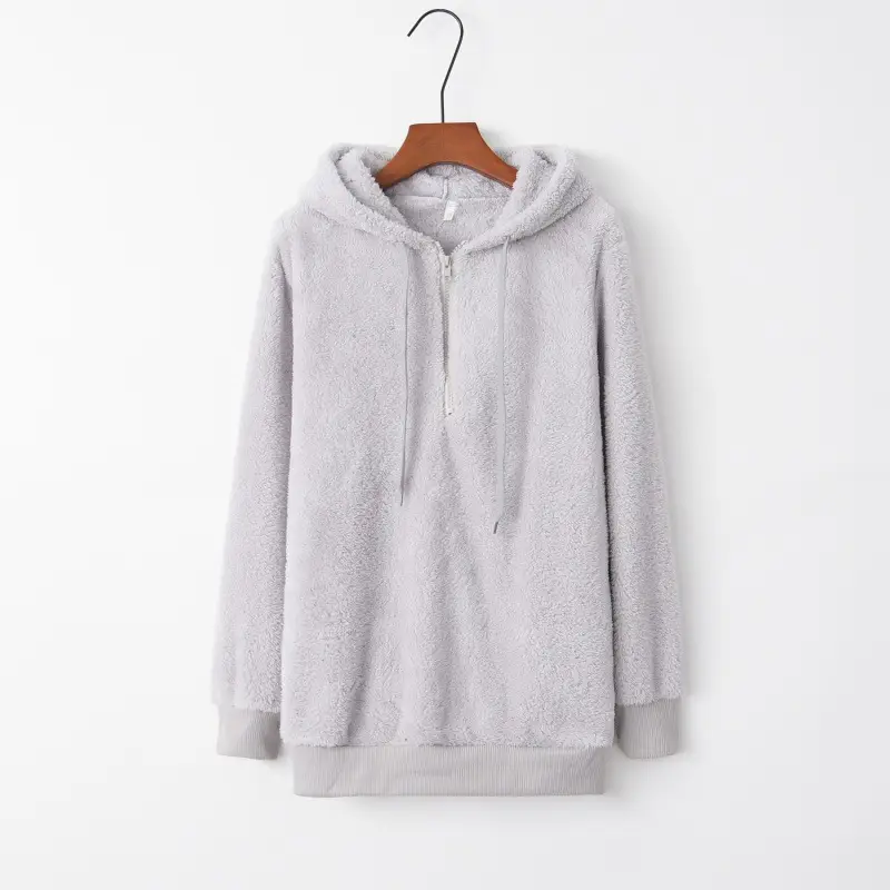 Women Brown Fleece Hoodie with Drawstring Cap