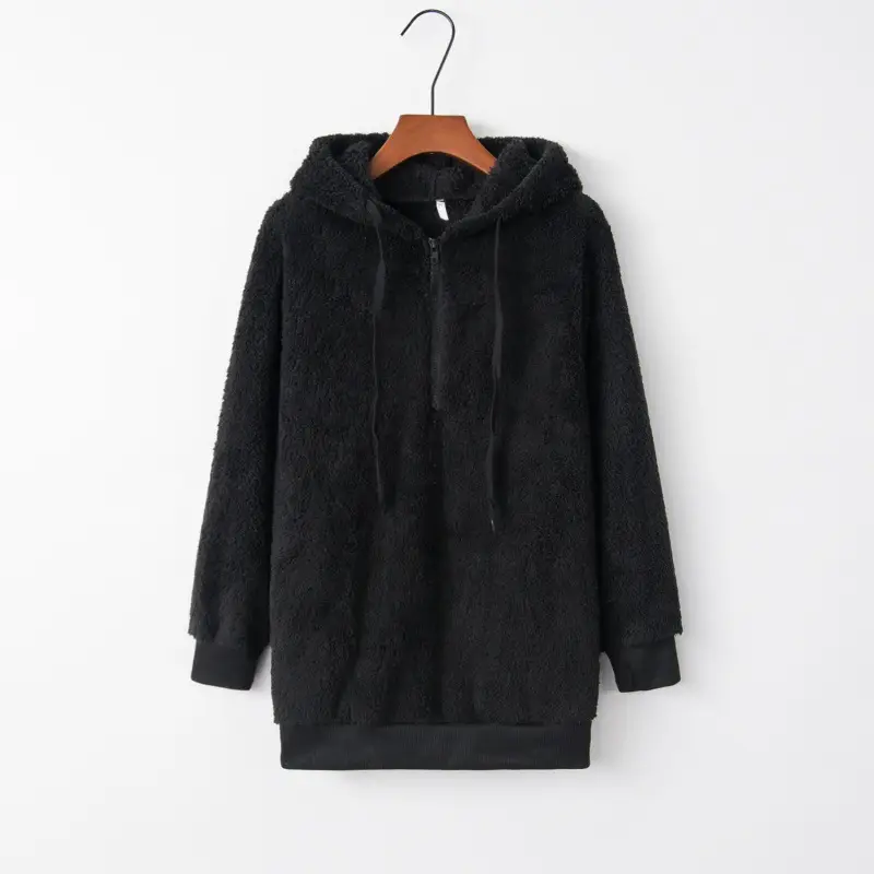 Women Brown Fleece Hoodie with Drawstring Cap