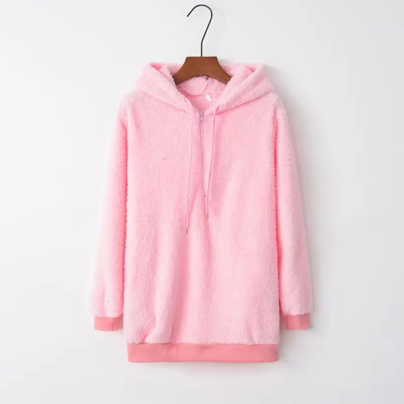 Women Brown Fleece Hoodie with Drawstring Cap