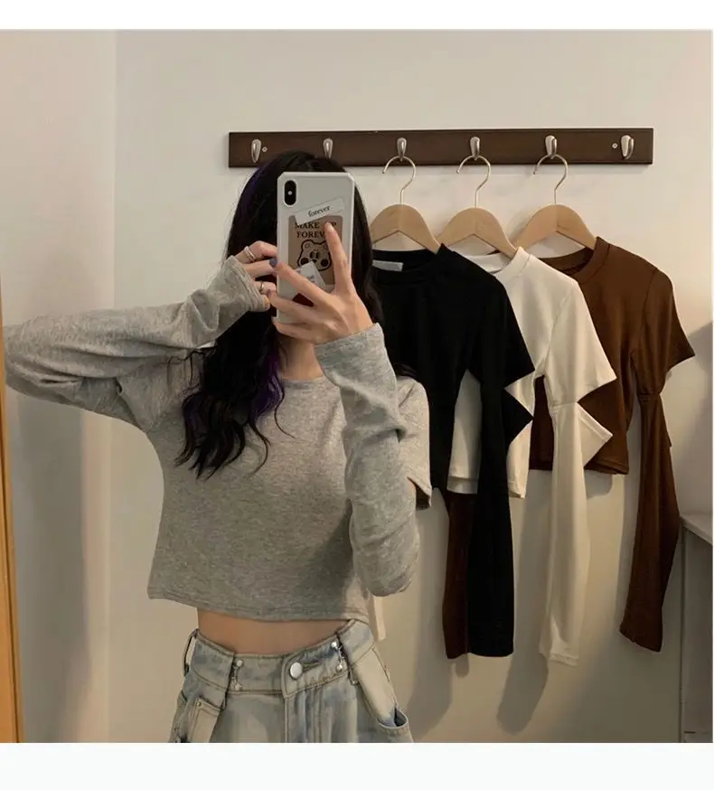 2022 Long Sleeve Short Top with Exposed Navel Design — feature 3