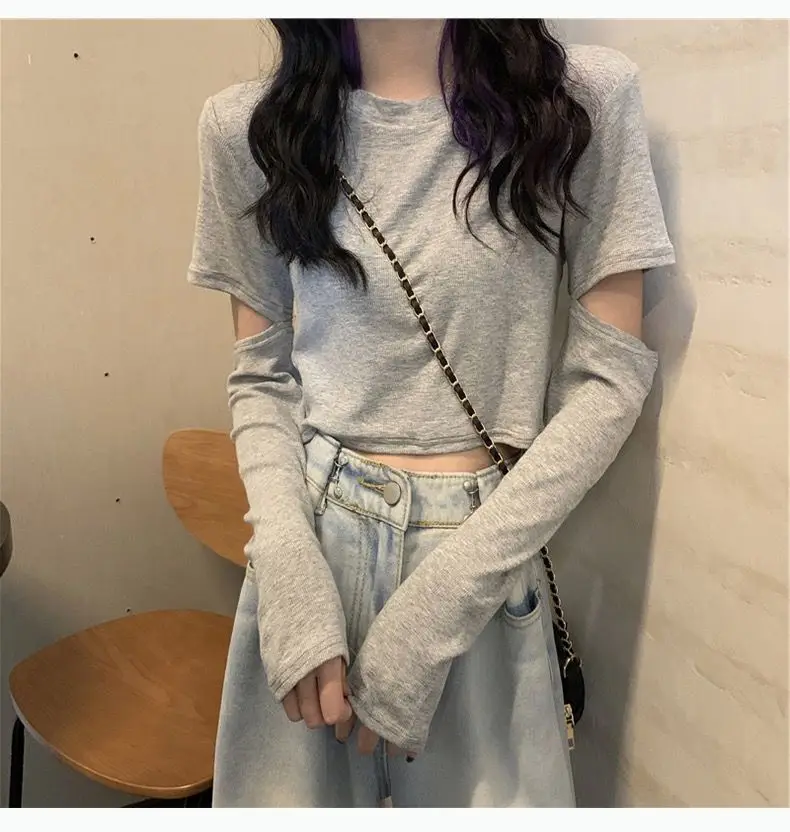 2022 Long Sleeve Short Top with Exposed Navel Design — feature 5