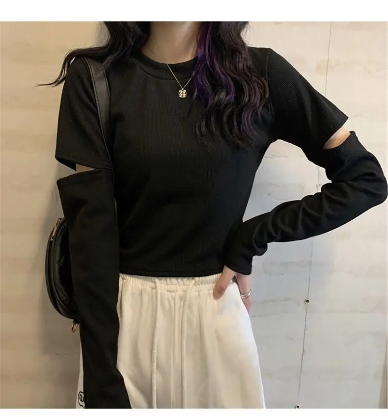 2022 Long Sleeve Short Top with Exposed Navel Design — feature 9