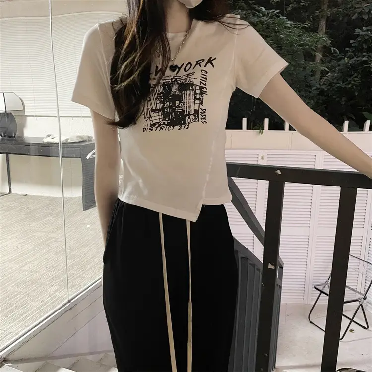 Women Grey Graphic T-Shirt Short Sleeve Summer 2025 — feature 10