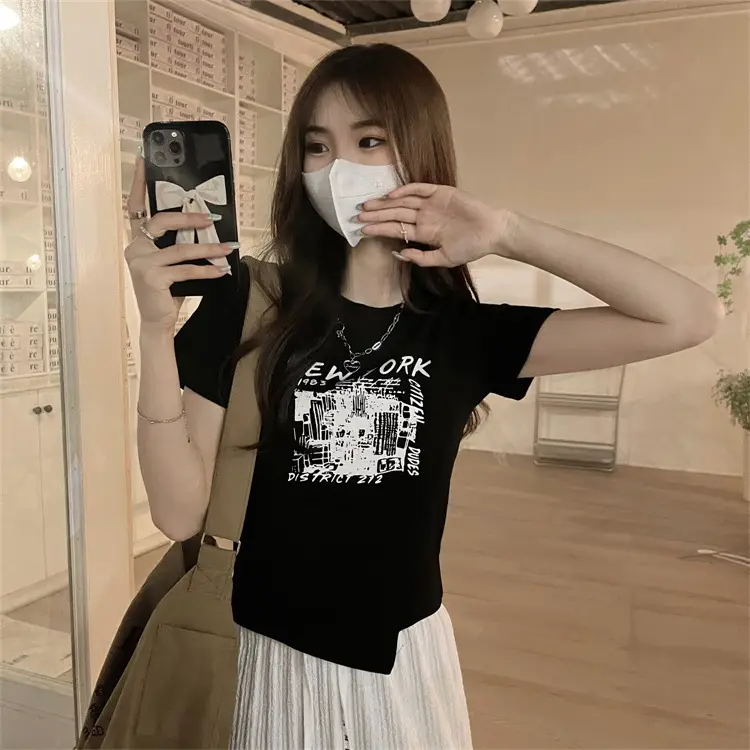 Women Grey Graphic T-Shirt Short Sleeve Summer 2025 — feature 21