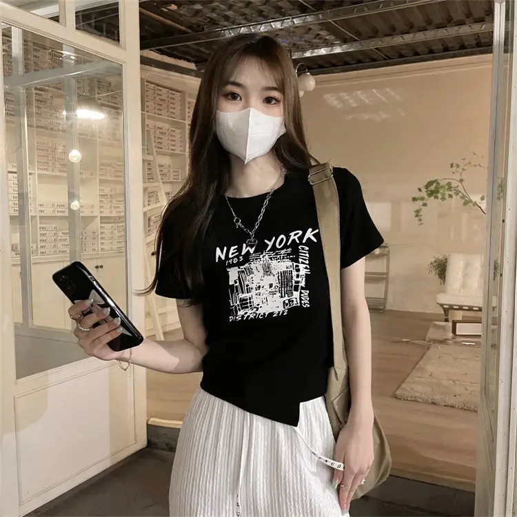 Women Grey Graphic T-Shirt Short Sleeve Summer 2025 — feature 23