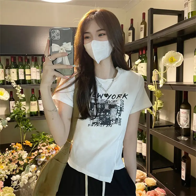 Women Grey Graphic T-Shirt Short Sleeve Summer 2025 — feature 3