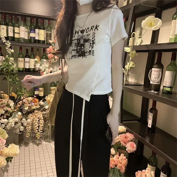 Women Grey Graphic T-Shirt Short Sleeve Summer 2025 — feature 4