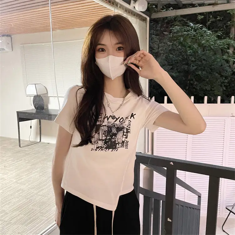 Women Grey Graphic T-Shirt Short Sleeve Summer 2025 — feature 6