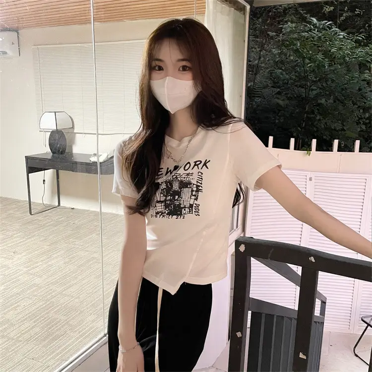 Women Grey Graphic T-Shirt Short Sleeve Summer 2025 — feature 8