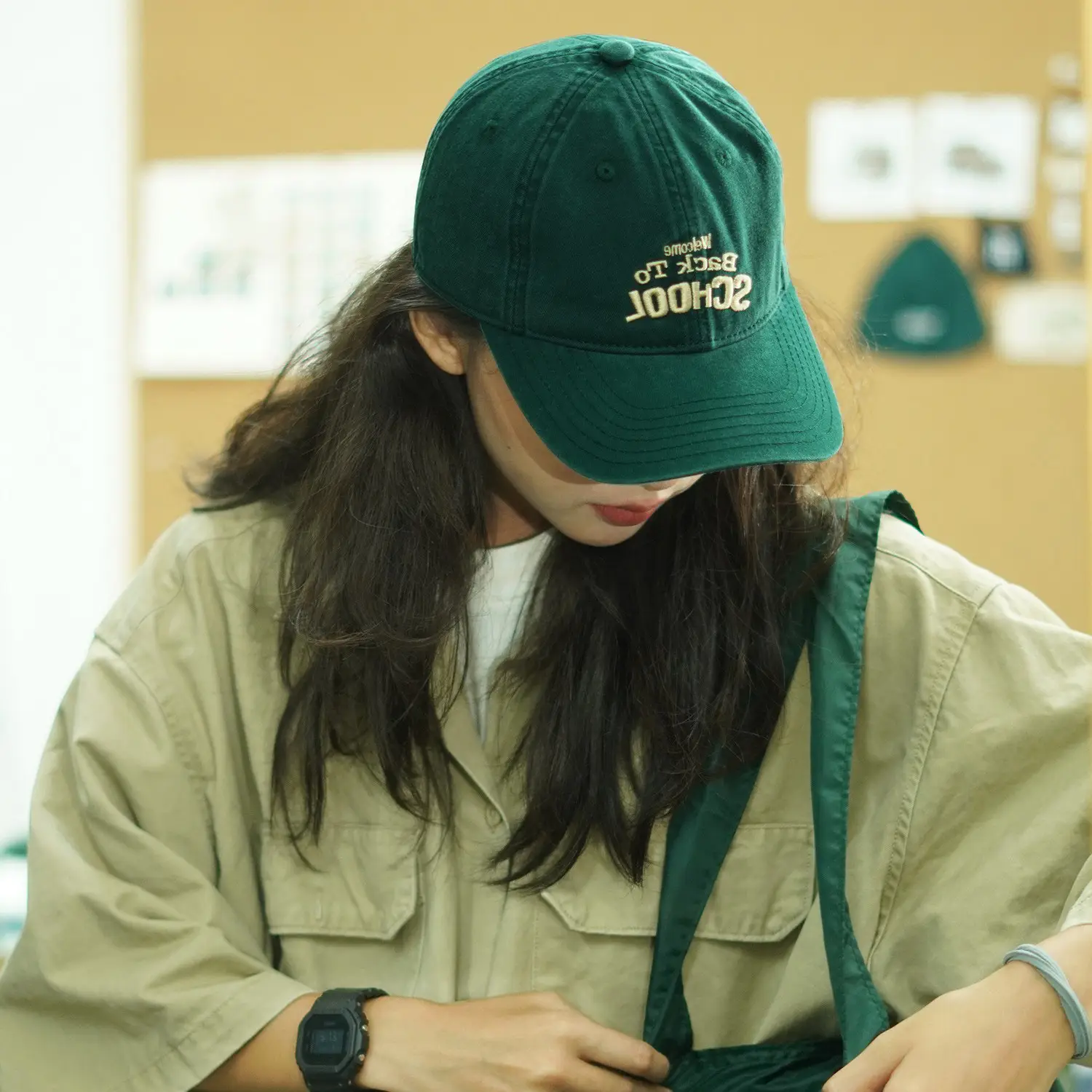 Japanese Style Green Cap Women Summer Sunscreen Baseball Cap