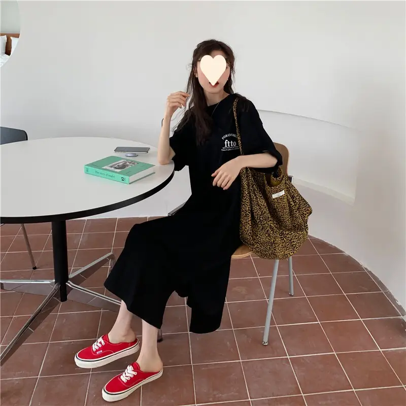 Women Korean Style Split Over Knee Dress Grey — feature 22