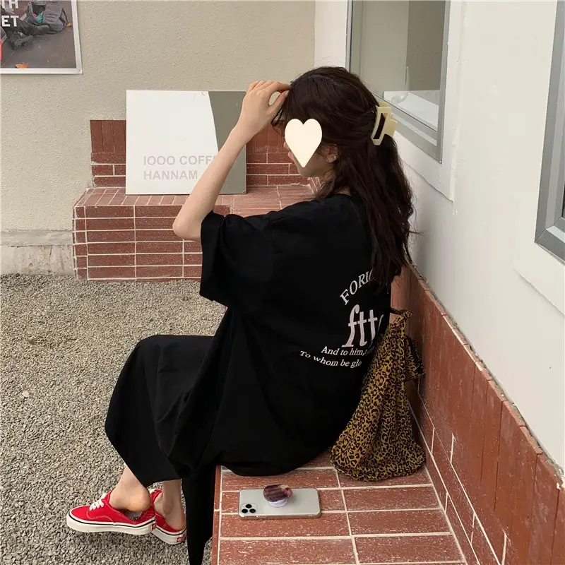 Women Korean Style Split Over Knee Dress Grey — feature 33