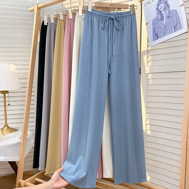 Women Wide Leg Pants Autumn Winter Draped Macaron Style - Image 5