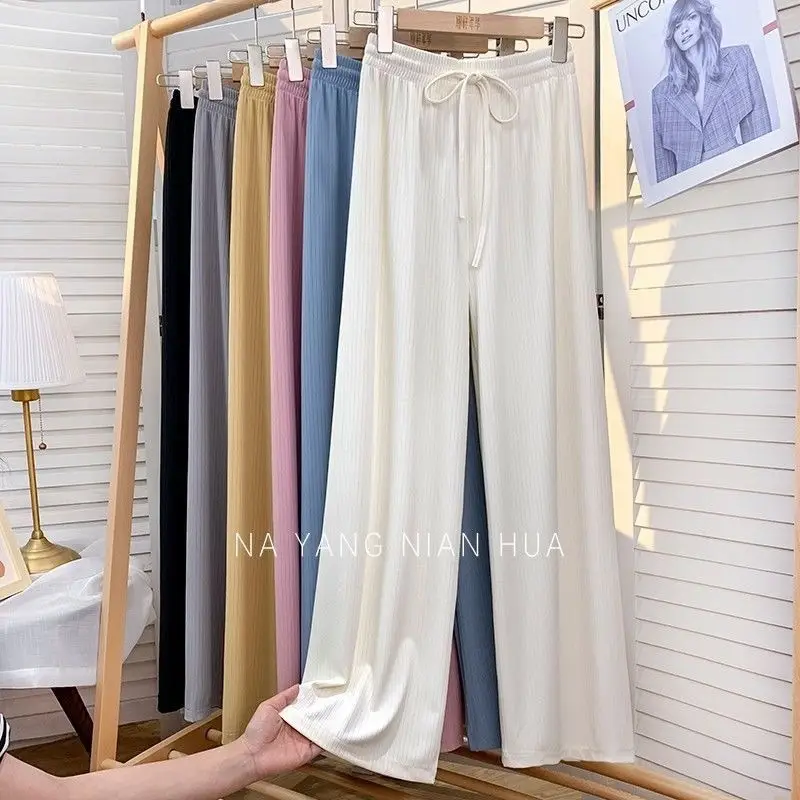 Women Wide Leg Pants Autumn Winter Draped Macaron Style - Image 6
