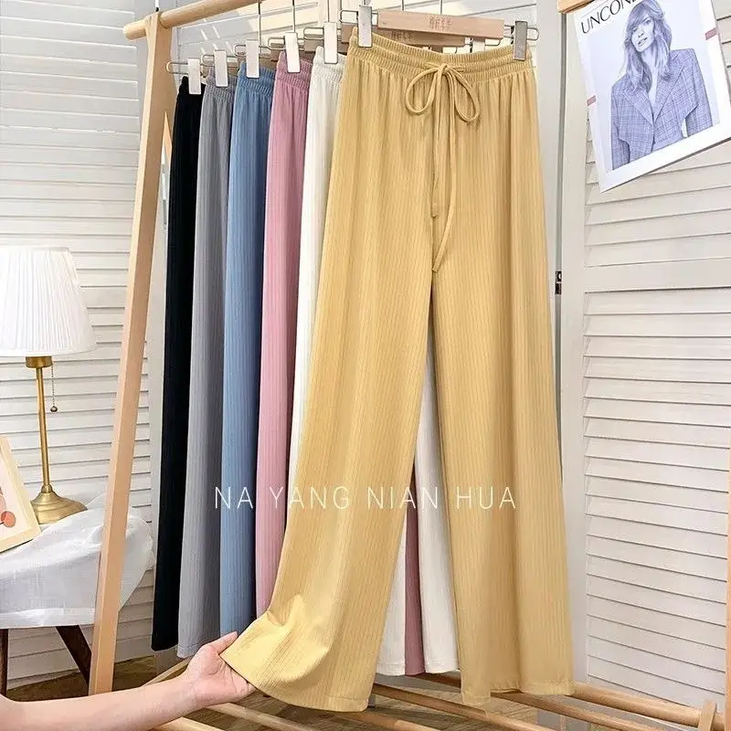 Women Wide Leg Pants Autumn Winter Draped Macaron Style - Image 8