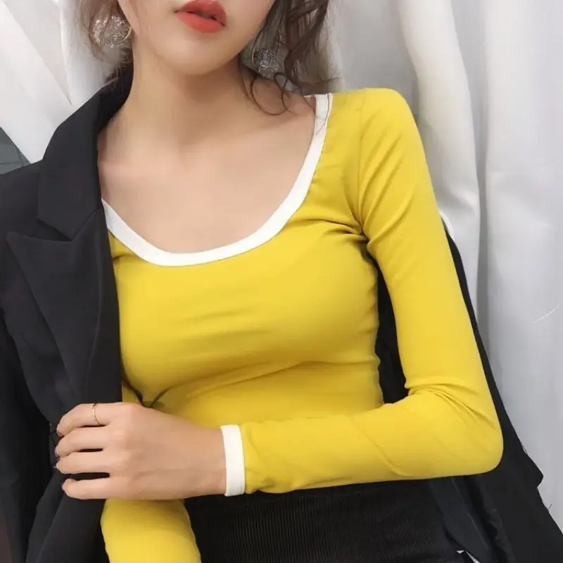 Women's Yellow Slim Fit Low Cut T-Shirt Top - Image 5