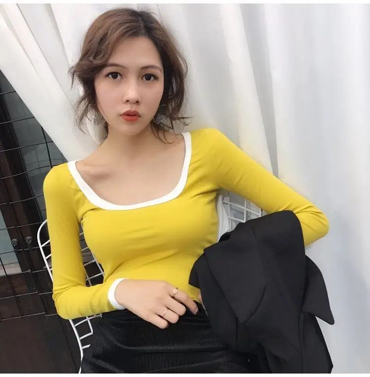 Women's Yellow Slim Fit Low Cut T-Shirt Top — feature 5