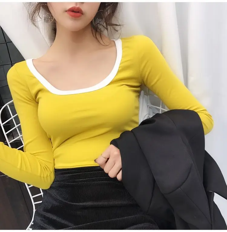 Women's Yellow Slim Fit Low Cut T-Shirt Top — feature 6