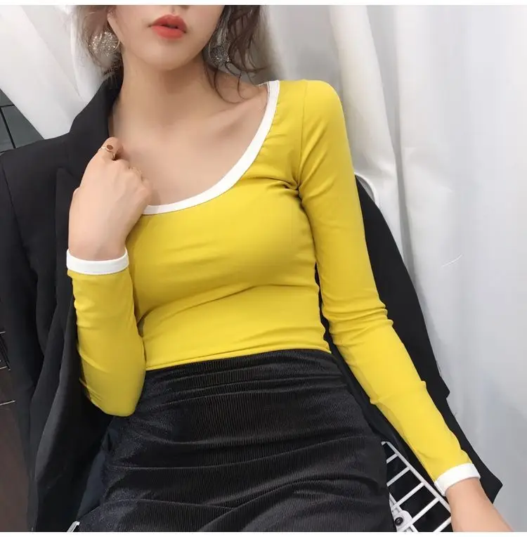 Women's Yellow Slim Fit Low Cut T-Shirt Top — feature 7