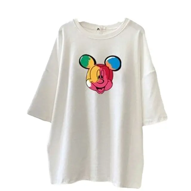 Pregnant Women Dinosaur Print T-Shirt White Loose Fit