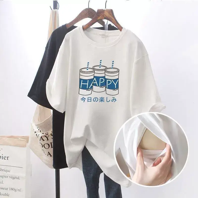 Maternity T-Shirt Nursing Top Going Out Summer Hot Mom Women Plus Size — feature 2