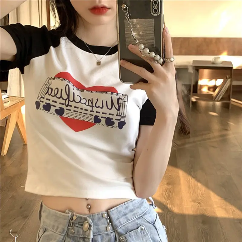 Women Muscular Printed T-Shirt Short Sleeve Summer 2025 - Image 3