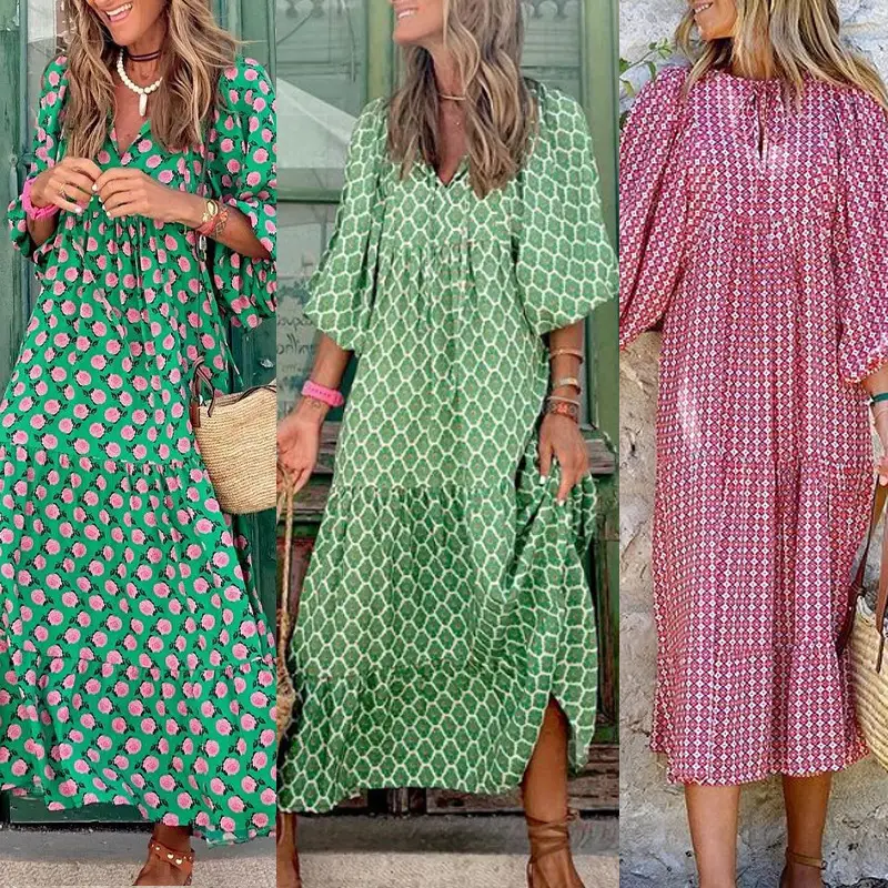 Bohemian Printed Long Dress Large Swing