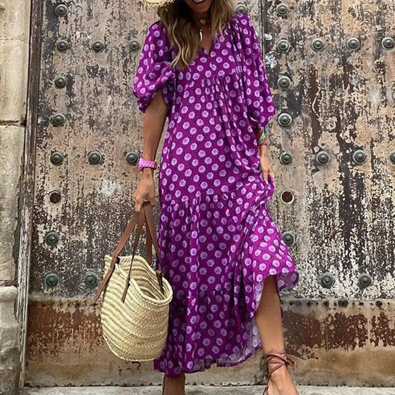 Bohemian Printed Long Dress Large Swing