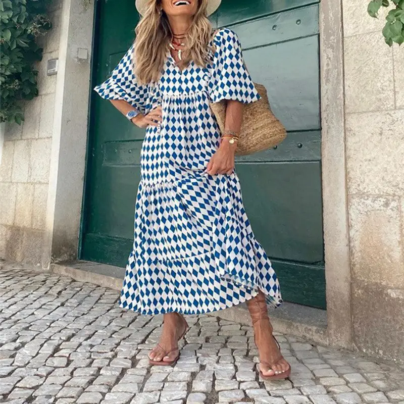 Bohemian Printed Long Dress Large Swing