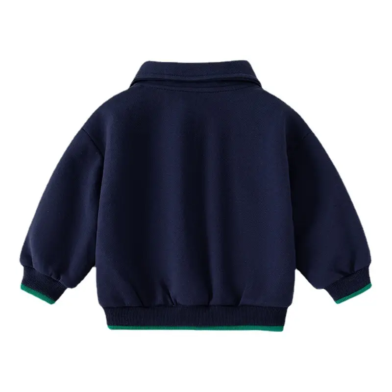 Boys Navy Hoodie with Green Trim 2023 Spring - Image 7