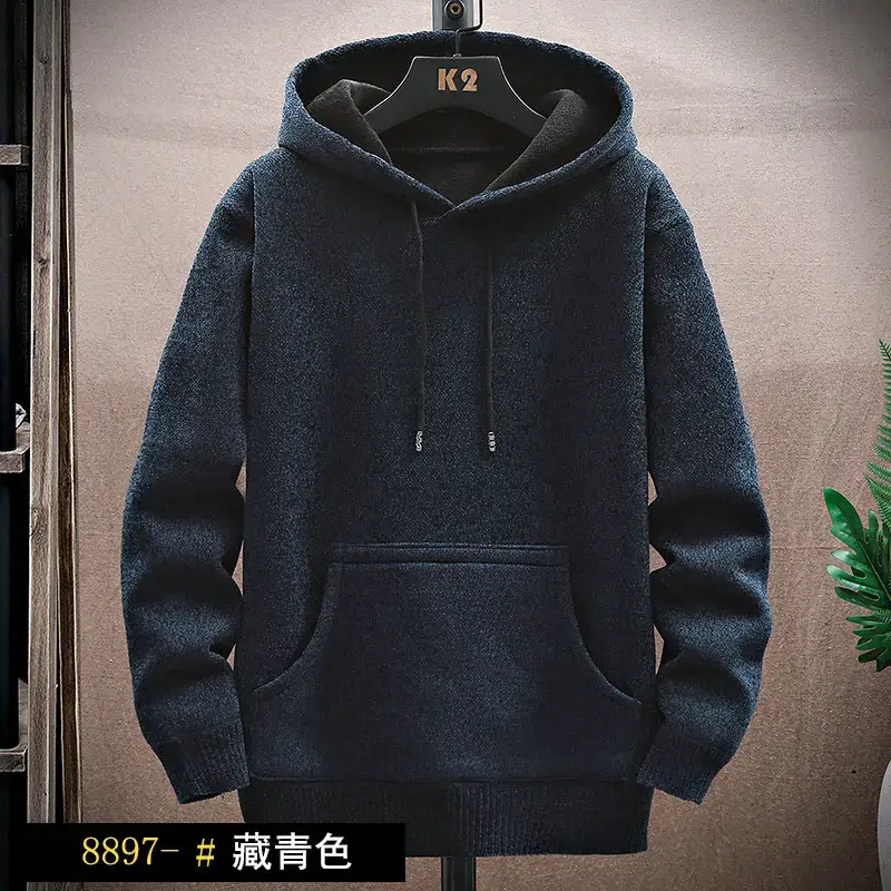 Men Grey Fleece Hoodie Winter Warm Cozy - Image 6