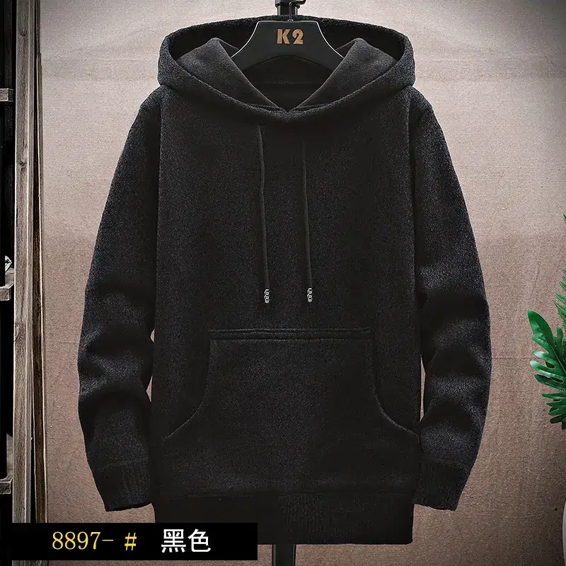 Men Grey Fleece Hoodie Winter Warm Cozy - Image 7