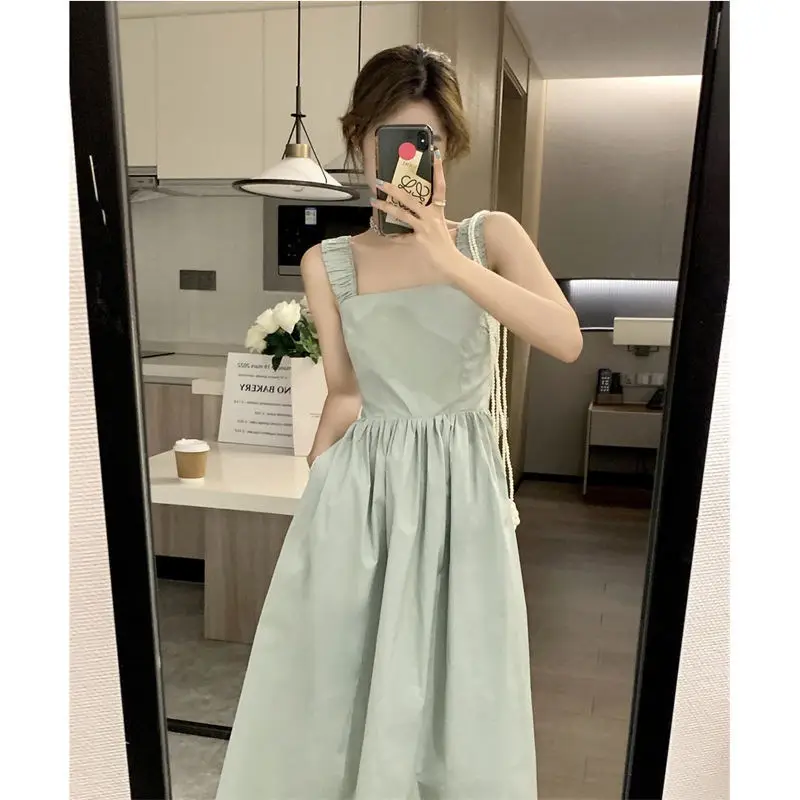 White French Dress Women Summer 2025 Mid-Length Waist Slimming Look - Image 4