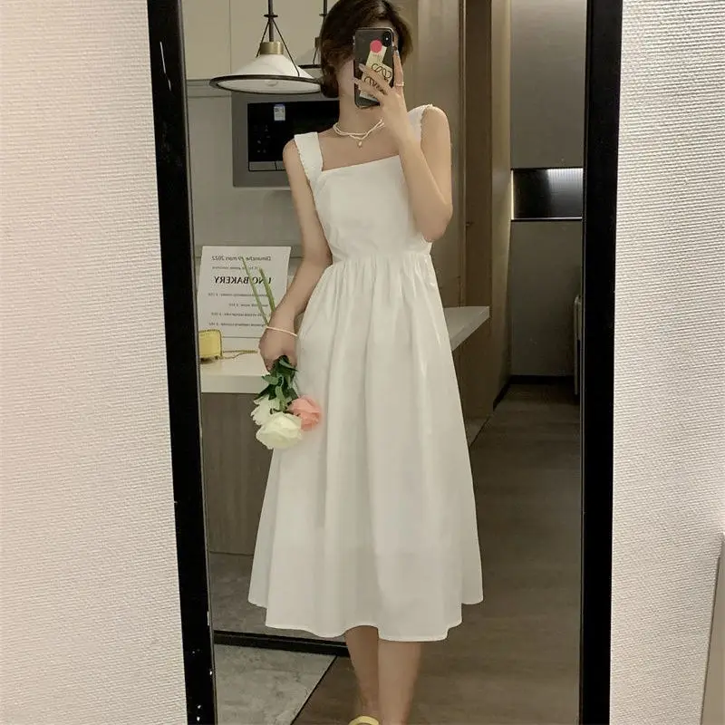 White French Dress Women Summer 2025 Mid-Length Waist Slimming Look - Image 7