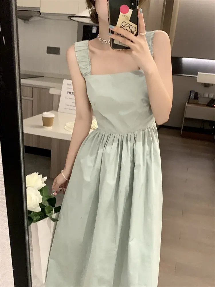 White French Dress Women Summer 2025 Mid-Length Waist Slimming Look — feature 26