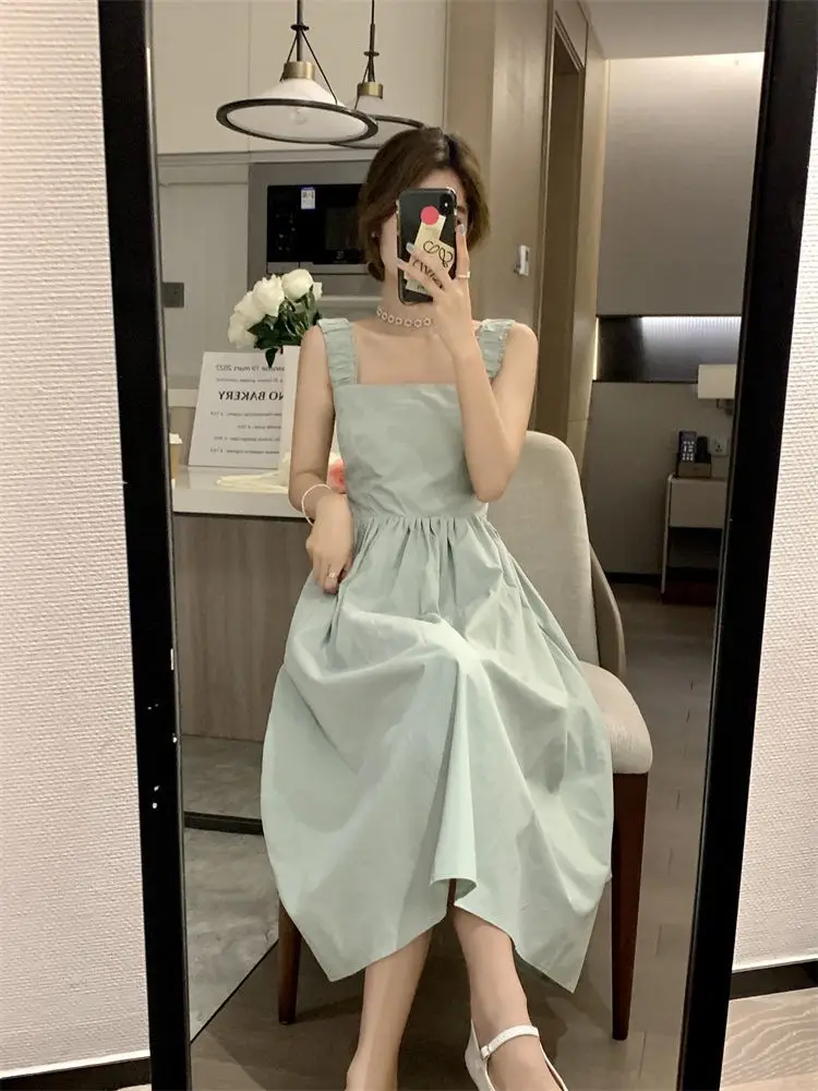 White French Dress Women Summer 2025 Mid-Length Waist Slimming Look — feature 32