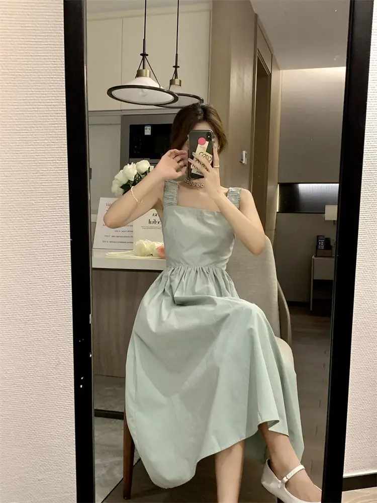 White French Dress Women Summer 2025 Mid-Length Waist Slimming Look — feature 33